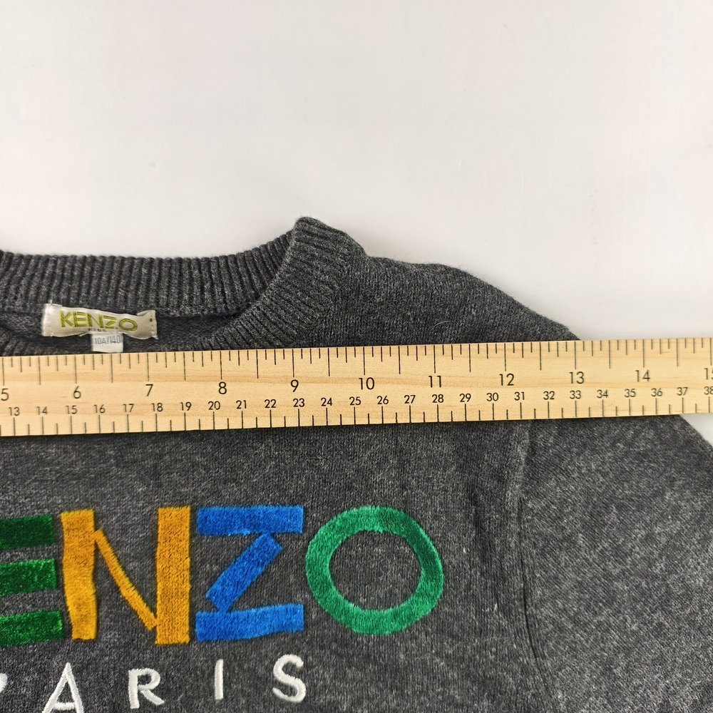 Kenzo Paris Charcoal Cashmere Blend Sweater Kid 10A / 140 Women XS/S - Picture 4 of 8